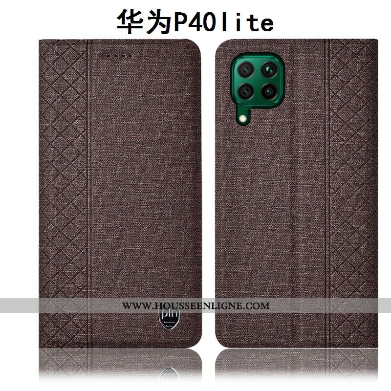 Coque Huawei P40 Lite Cuir Protection Étui Rose Incassable Téléphone Portable
