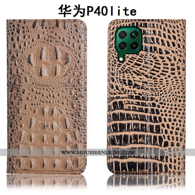 Coque Huawei P40 Lite Cuir Véritable Protection Téléphone Portable Noir Étui Tout Compris