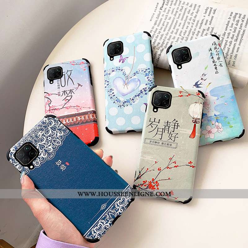 Coque Huawei P40 Lite Dessin Animé Fluide Doux Téléphone Portable Silicone Net Rouge Bleu Marin Bleu