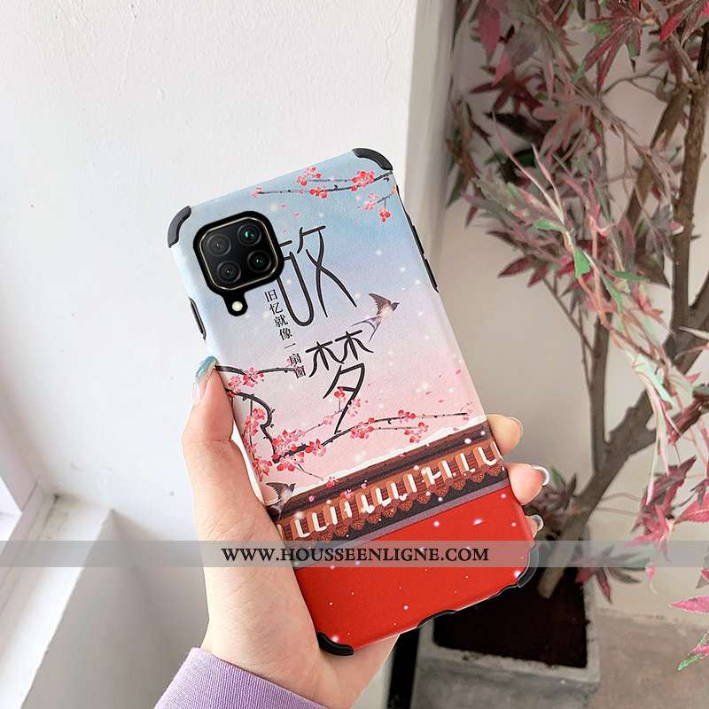 Coque Huawei P40 Lite Dessin Animé Fluide Doux Téléphone Portable Silicone Net Rouge Bleu Marin Bleu