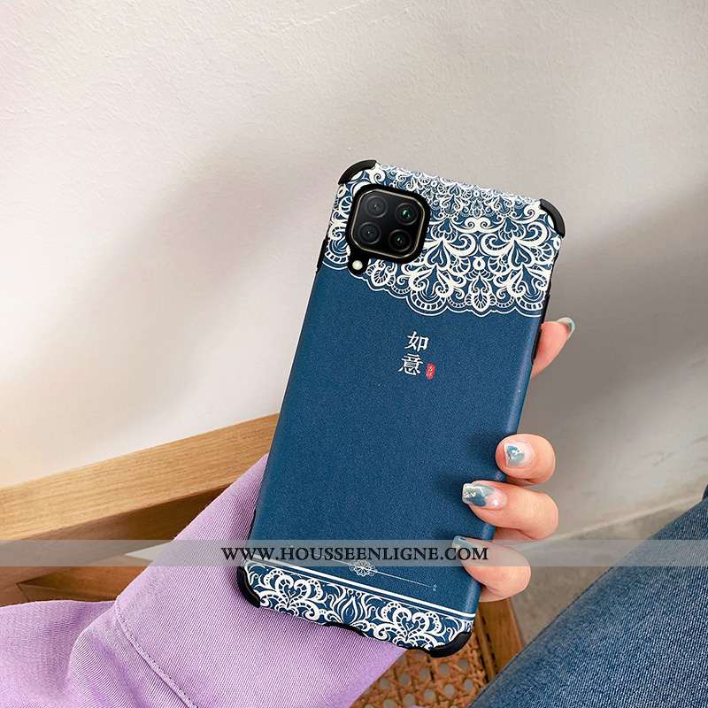 Coque Huawei P40 Lite Dessin Animé Fluide Doux Téléphone Portable Silicone Net Rouge Bleu Marin Bleu