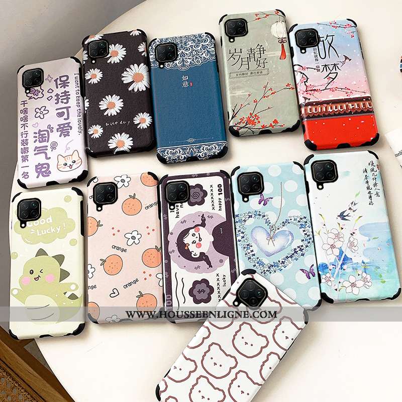 Coque Huawei P40 Lite Dessin Animé Fluide Doux Téléphone Portable Silicone Net Rouge Bleu Marin Bleu