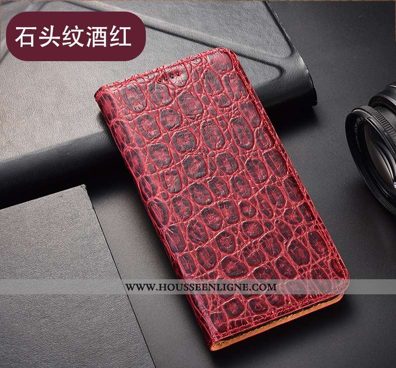 Coque Huawei P40 Lite E Cuir Véritable Modèle Fleurie Téléphone Portable Housse Étui Vin Rouge Incas
