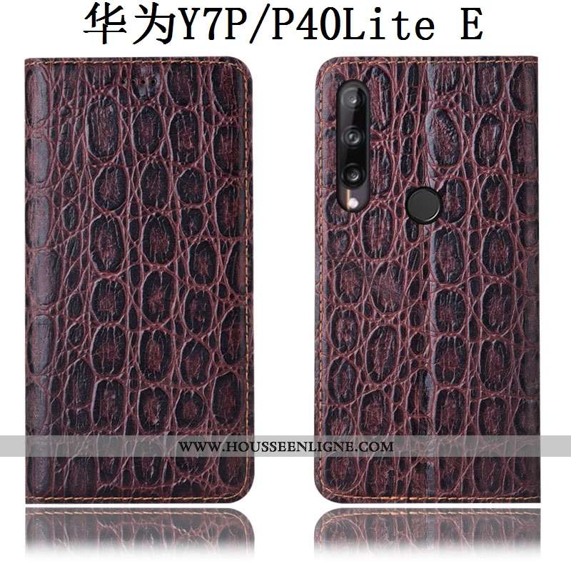 Coque Huawei P40 Lite E Cuir Véritable Modèle Fleurie Téléphone Portable Housse Étui Vin Rouge Incas