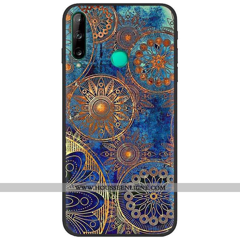 Coque Huawei P40 Lite E Délavé En Daim Créatif Bleu Marin Noir Peinture Téléphone Portable Bleu Fonc