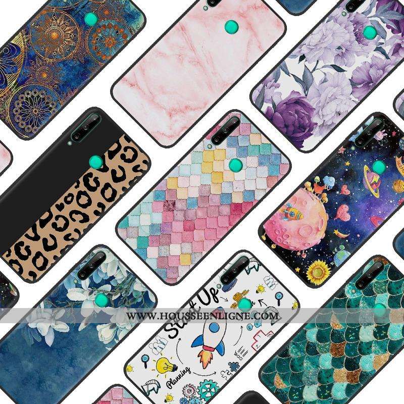 Coque Huawei P40 Lite E Délavé En Daim Créatif Bleu Marin Noir Peinture Téléphone Portable Bleu Fonc
