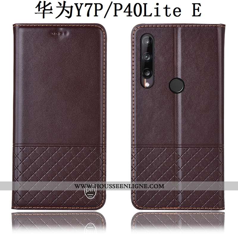 Coque Huawei P40 Lite E Protection Cuir Véritable Téléphone Portable Tout Compris Rouge Housse
