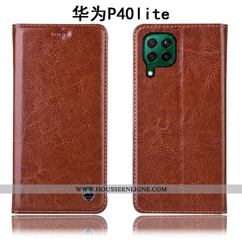 Coque Huawei P40 Lite Modèle Fleurie Protection Téléphone Portable Cuir Véritable Étui Housse Tout C