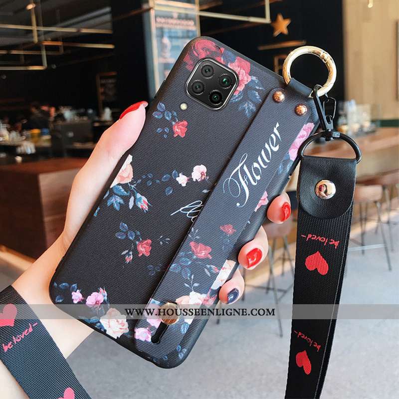 Coque Huawei P40 Lite Protection Délavé En Daim Bleu Fluide Doux Silicone Cou Suspendu