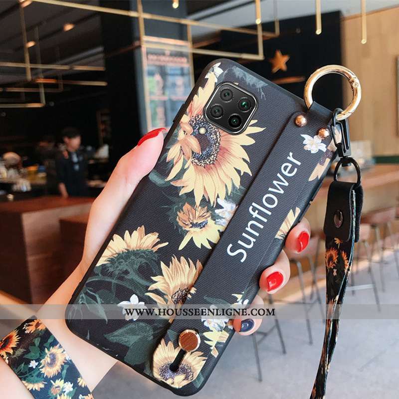Coque Huawei P40 Lite Protection Délavé En Daim Bleu Fluide Doux Silicone Cou Suspendu