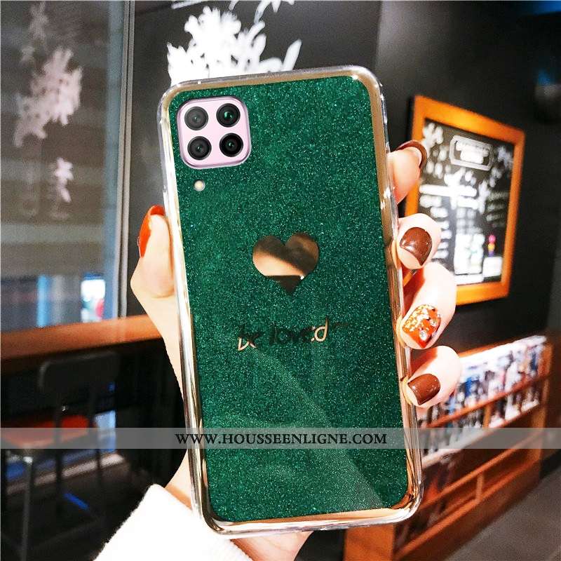 Coque Huawei P40 Lite Protection Incruster Strass Téléphone Portable Rose Incassable Vert Tendance V