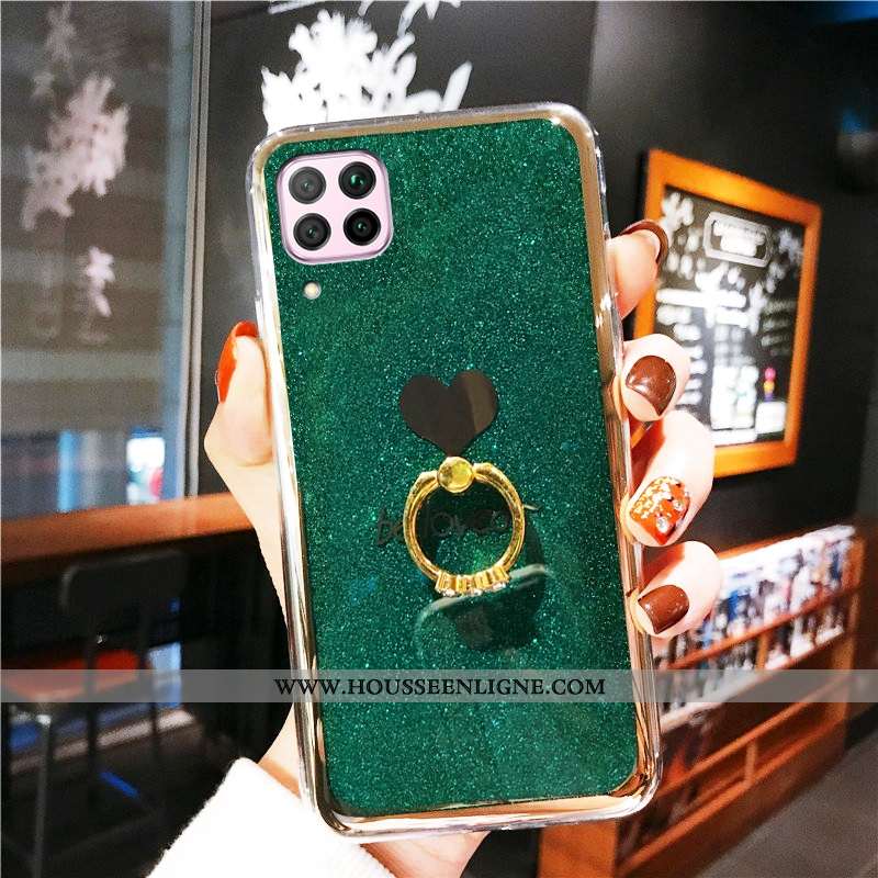 Coque Huawei P40 Lite Protection Incruster Strass Téléphone Portable Rose Incassable Vert Tendance V