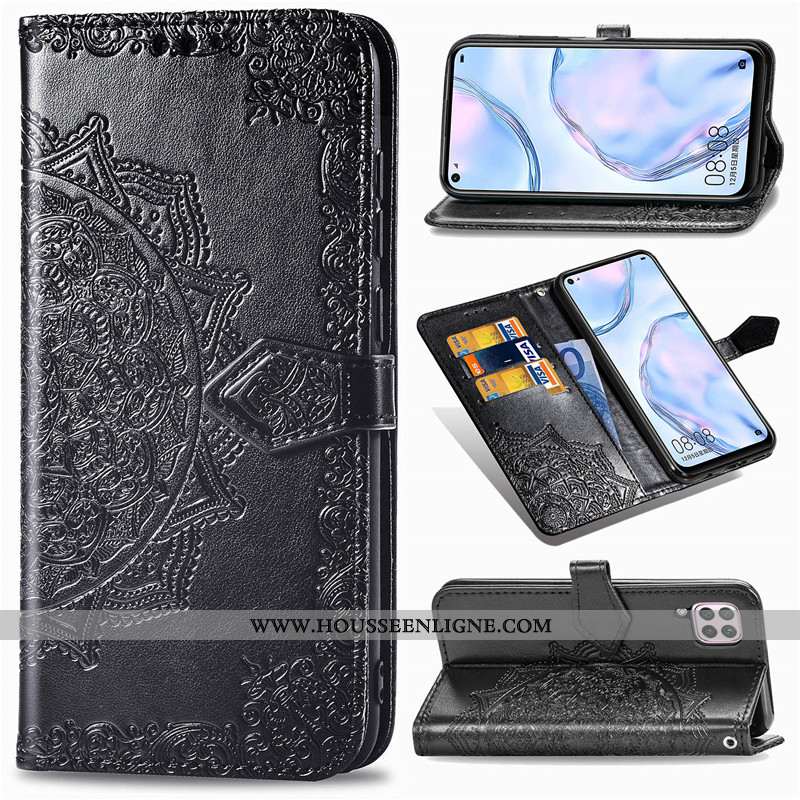 Coque Huawei P40 Lite Protection Ornements Suspendus Housse Couleur Unie Gaufrage Téléphone Portable