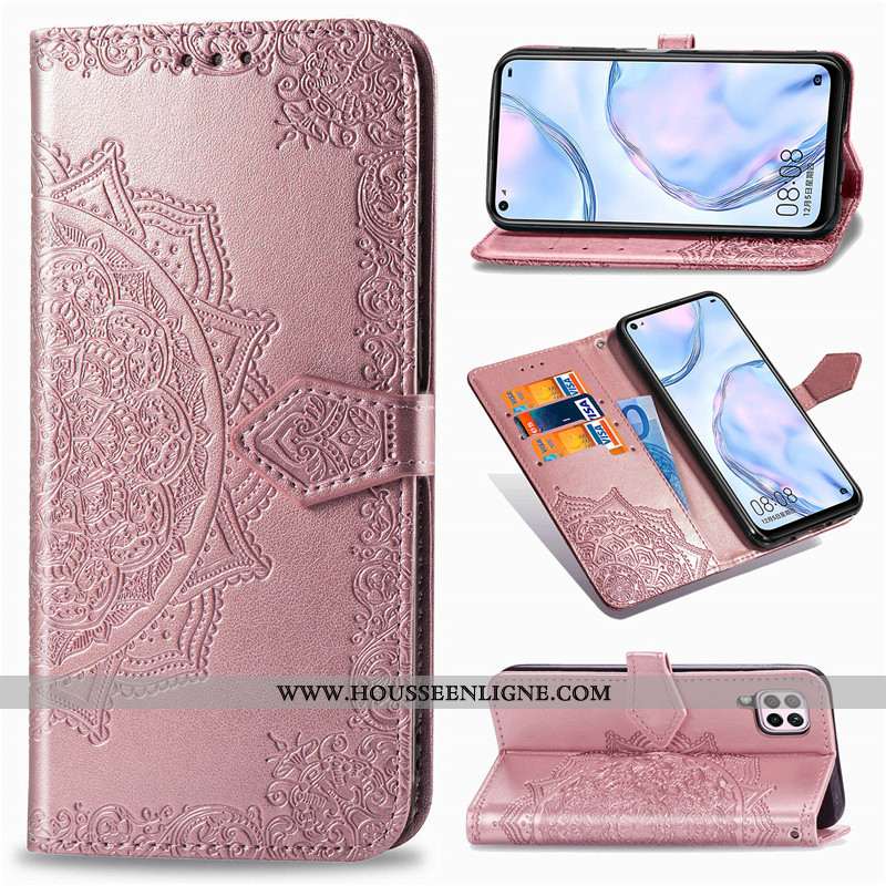 Coque Huawei P40 Lite Protection Ornements Suspendus Housse Couleur Unie Gaufrage Téléphone Portable
