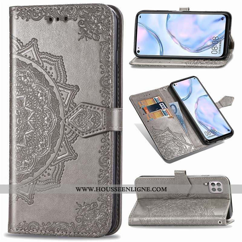 Coque Huawei P40 Lite Protection Ornements Suspendus Housse Couleur Unie Gaufrage Téléphone Portable