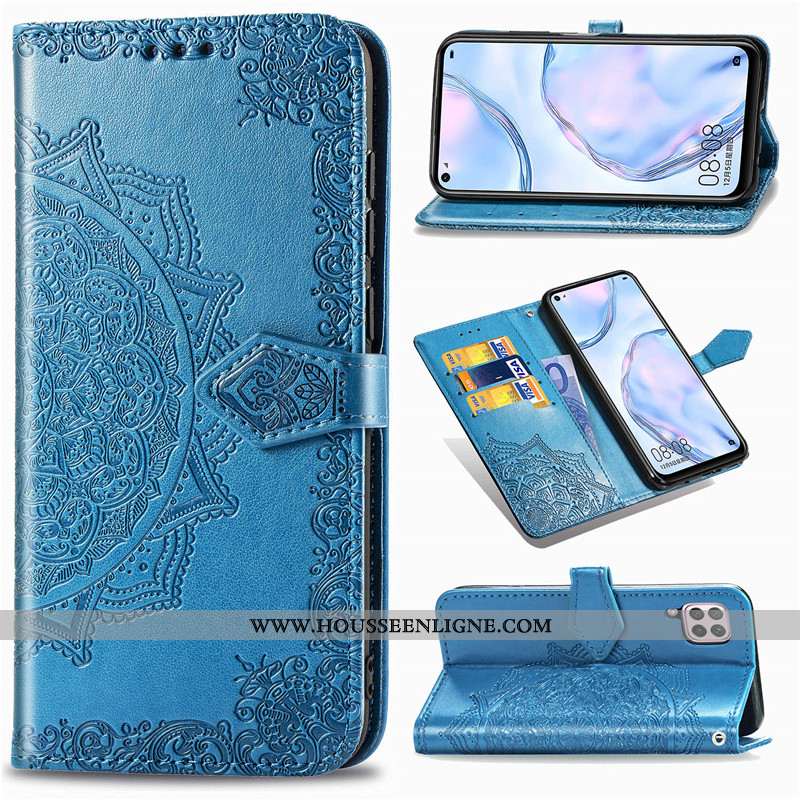 Coque Huawei P40 Lite Protection Ornements Suspendus Housse Couleur Unie Gaufrage Téléphone Portable