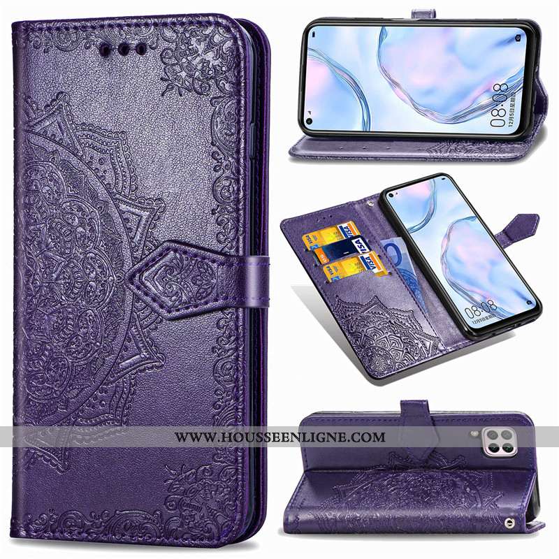 Coque Huawei P40 Lite Protection Ornements Suspendus Housse Couleur Unie Gaufrage Téléphone Portable