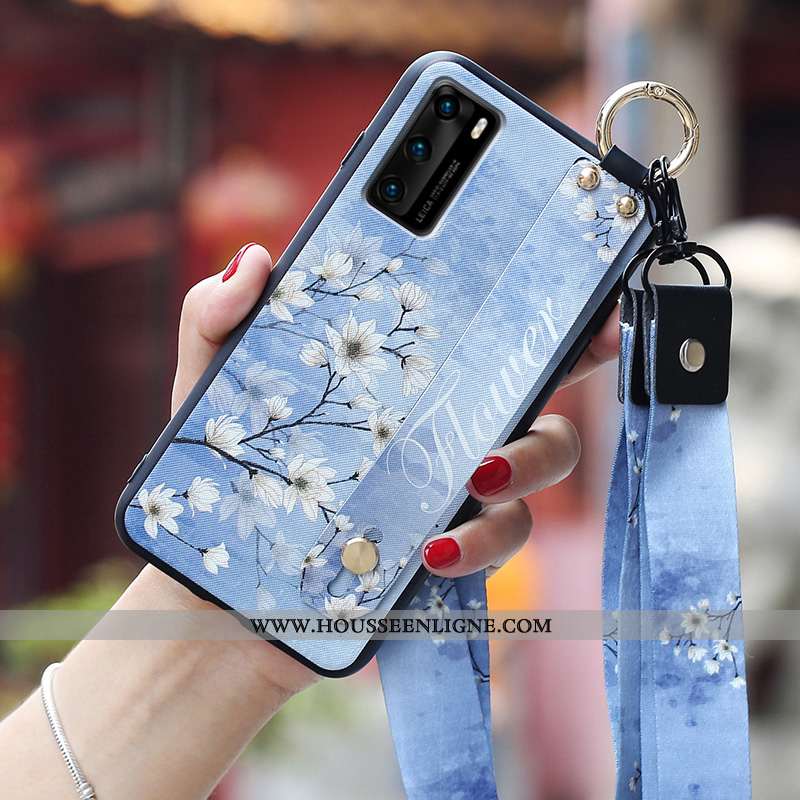 Coque Huawei P40 Légère Fluide Doux Personnalité Net Rouge Ultra Silicone Étui Bleu