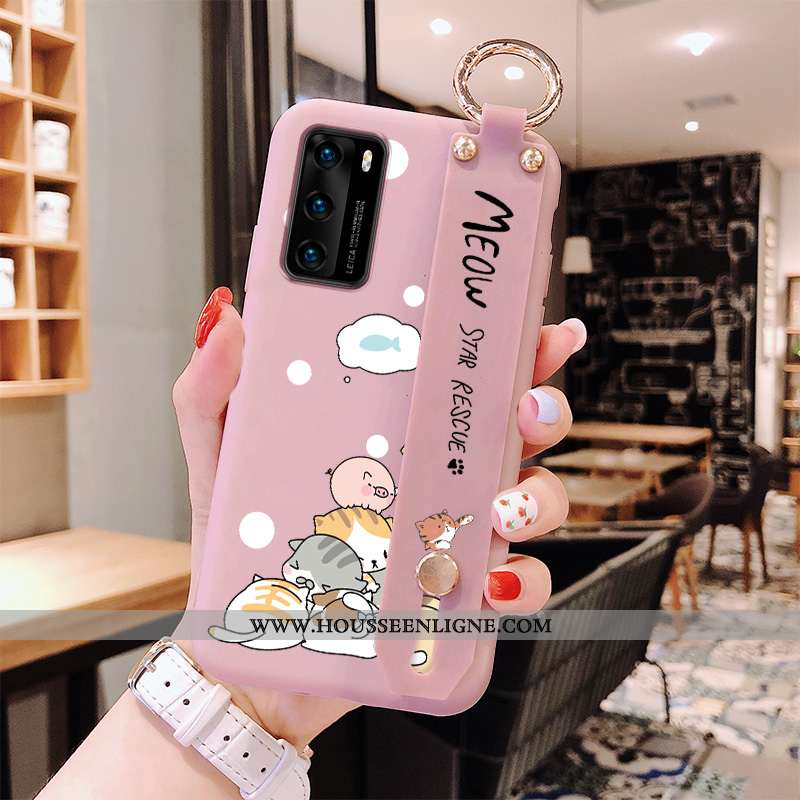 Coque Huawei P40 Personnalité Dessin Animé Téléphone Portable Incassable Silicone Rose