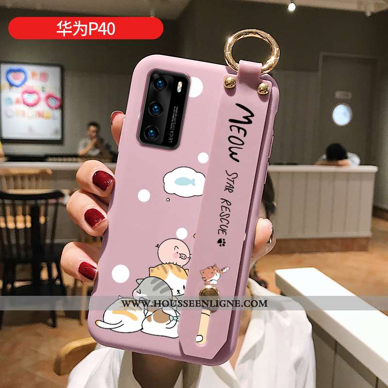 Coque Huawei P40 Personnalité Dessin Animé Téléphone Portable Incassable Silicone Rose