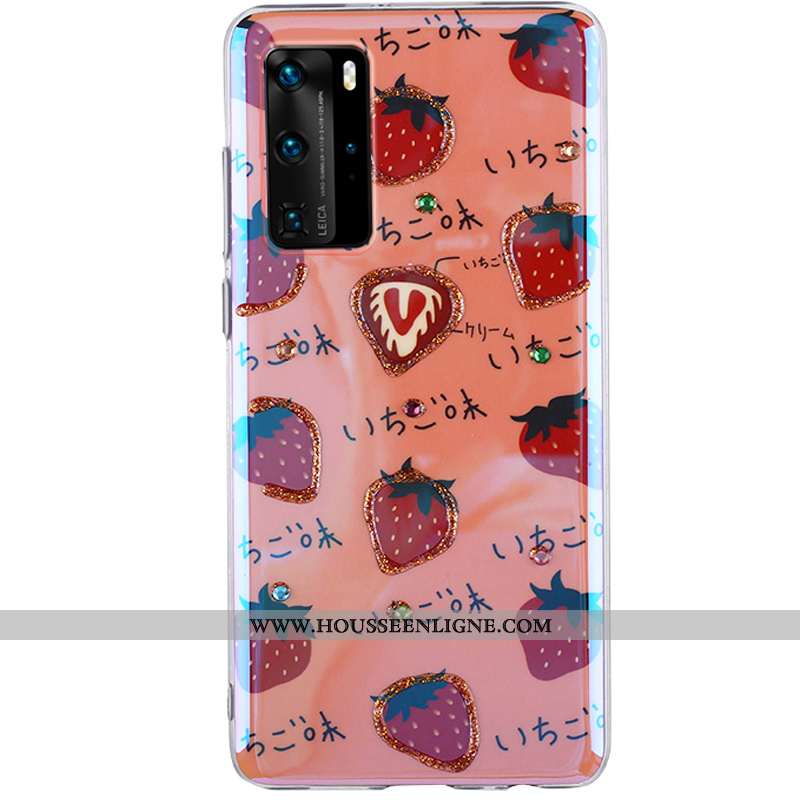 Coque Huawei P40 Pro Charmant Fluide Doux Téléphone Portable Cœur Incassable Silicone Rouge