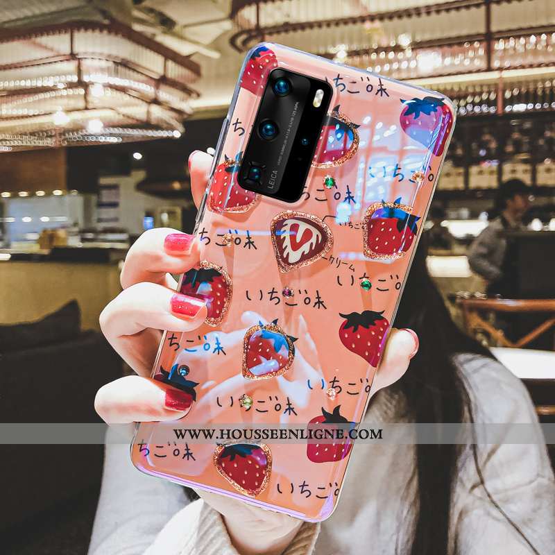 Coque Huawei P40 Pro Charmant Fluide Doux Téléphone Portable Cœur Incassable Silicone Rouge
