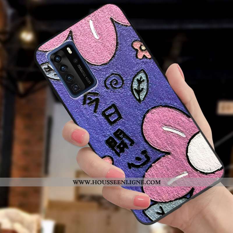 Coque Huawei P40 Pro Charmant Ultra Délavé En Daim Petit Fluide Doux Personnalité Tendance Violet