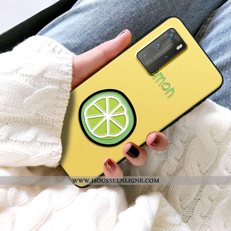 Coque Huawei P40 Pro Créatif Gaufrage Téléphone Portable Fruit Amoureux Tout Compris Citron Jaune