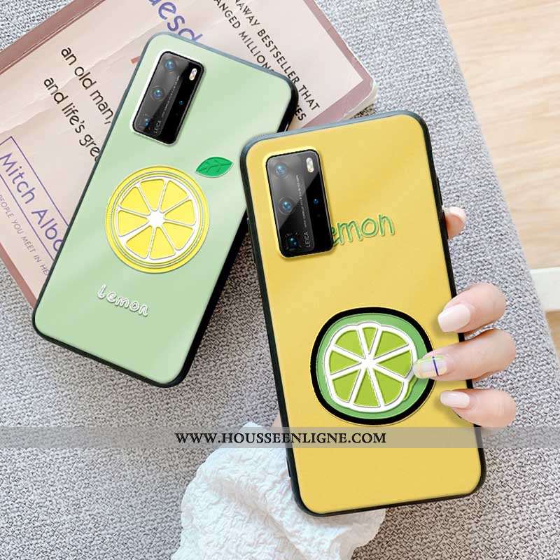 Coque Huawei P40 Pro Créatif Gaufrage Téléphone Portable Fruit Amoureux Tout Compris Citron Jaune