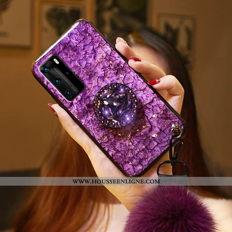 Coque Huawei P40 Pro Fluide Doux Silicone Tout Compris Étui Personnalité Violet Net Rouge