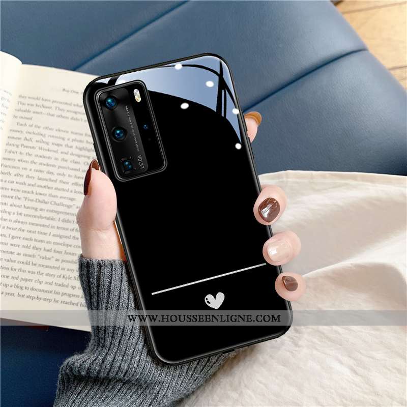 Coque Huawei P40 Pro Légère Protection Ultra Téléphone Portable Amour Net Rouge Noir