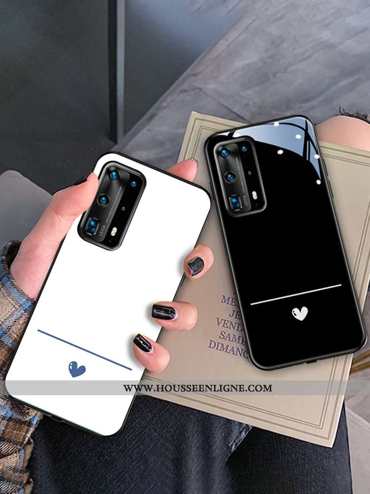 Coque Huawei P40 Pro Légère Protection Ultra Téléphone Portable Amour Net Rouge Noir