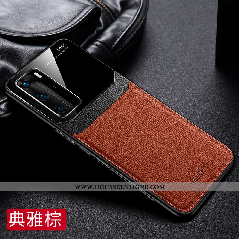 Coque Huawei P40 Pro Protection Luxe Incassable Légère Créatif Étui Cuir Bleu Foncé