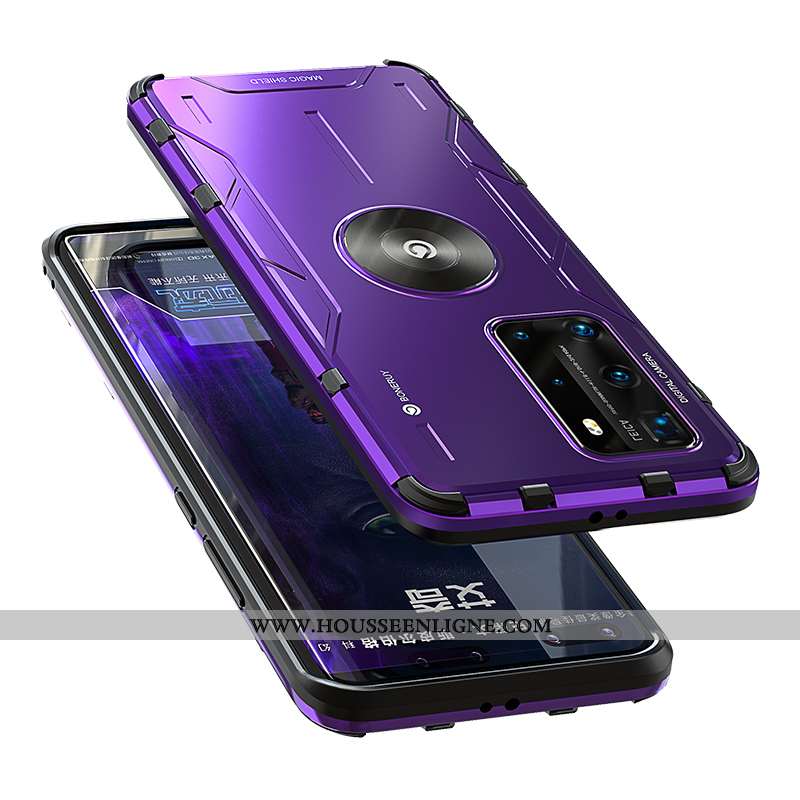 Coque Huawei P40 Pro Protection Métal Violet Incassable Tout Compris Téléphone Portable Silicone
