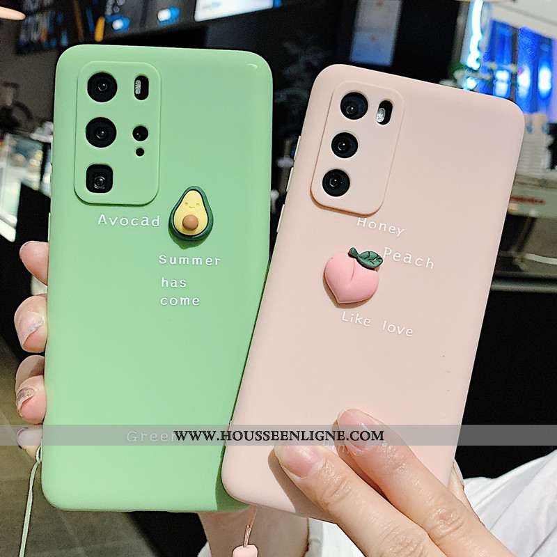 Coque Huawei P40 Pro Tendance Légère Net Rouge Ultra Étui Téléphone Portable Incassable Verte