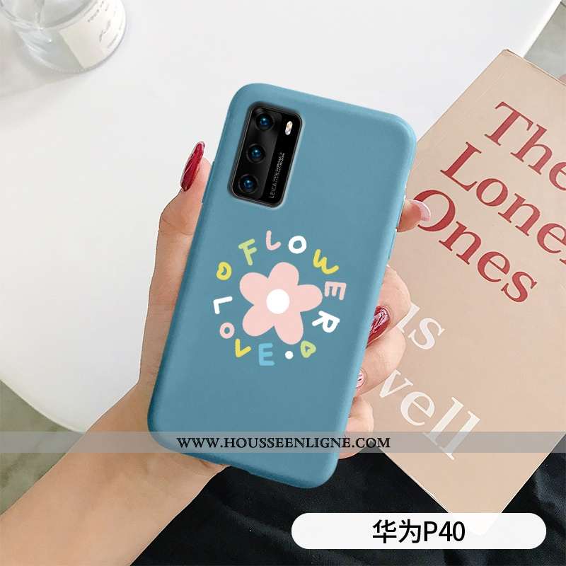 Coque Huawei P40 Silicone Fluide Doux Amoureux Téléphone Portable Incassable Nouveau Petit Bleu Fonc