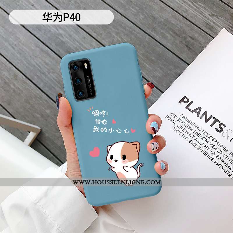Coque Huawei P40 Silicone Protection Créatif Dessin Animé Amoureux Bleu Petit