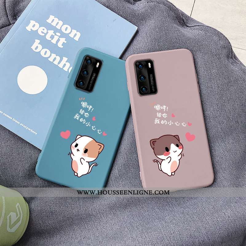 Coque Huawei P40 Silicone Protection Créatif Dessin Animé Amoureux Bleu Petit