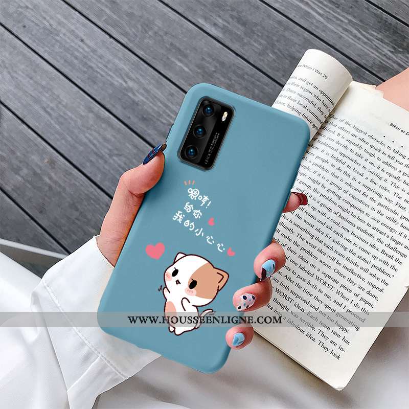 Coque Huawei P40 Silicone Protection Créatif Dessin Animé Amoureux Bleu Petit