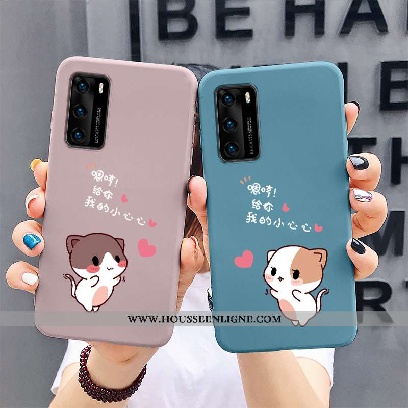 Coque Huawei P40 Silicone Protection Créatif Dessin Animé Amoureux Bleu Petit