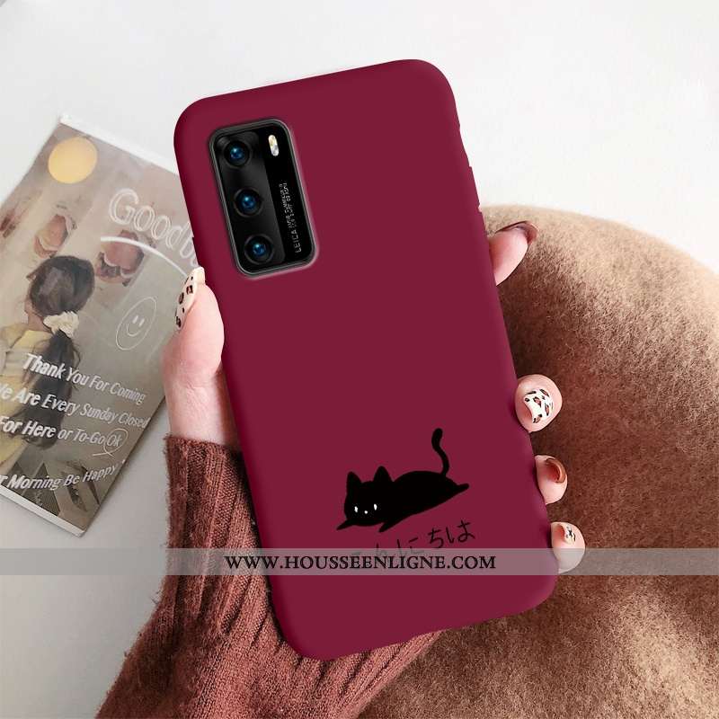 Coque Huawei P40 Silicone Protection Incassable Petit Délavé En Daim Tout Compris Rouge