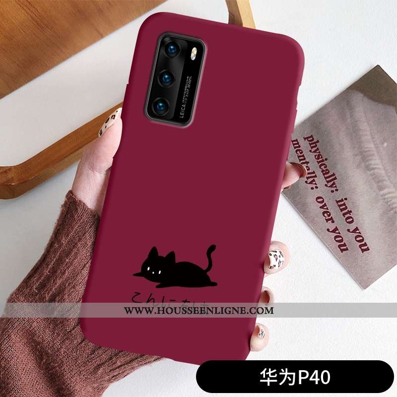 Coque Huawei P40 Silicone Protection Incassable Petit Délavé En Daim Tout Compris Rouge