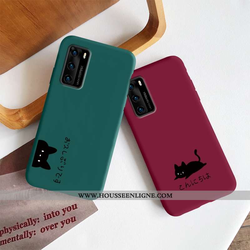 Coque Huawei P40 Silicone Protection Incassable Petit Délavé En Daim Tout Compris Rouge
