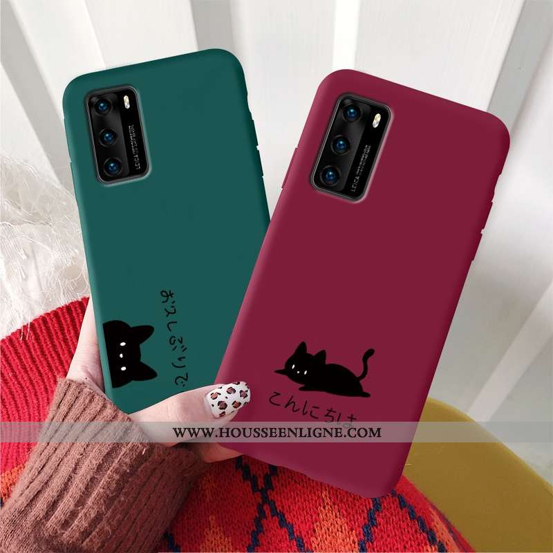 Coque Huawei P40 Silicone Protection Incassable Petit Délavé En Daim Tout Compris Rouge