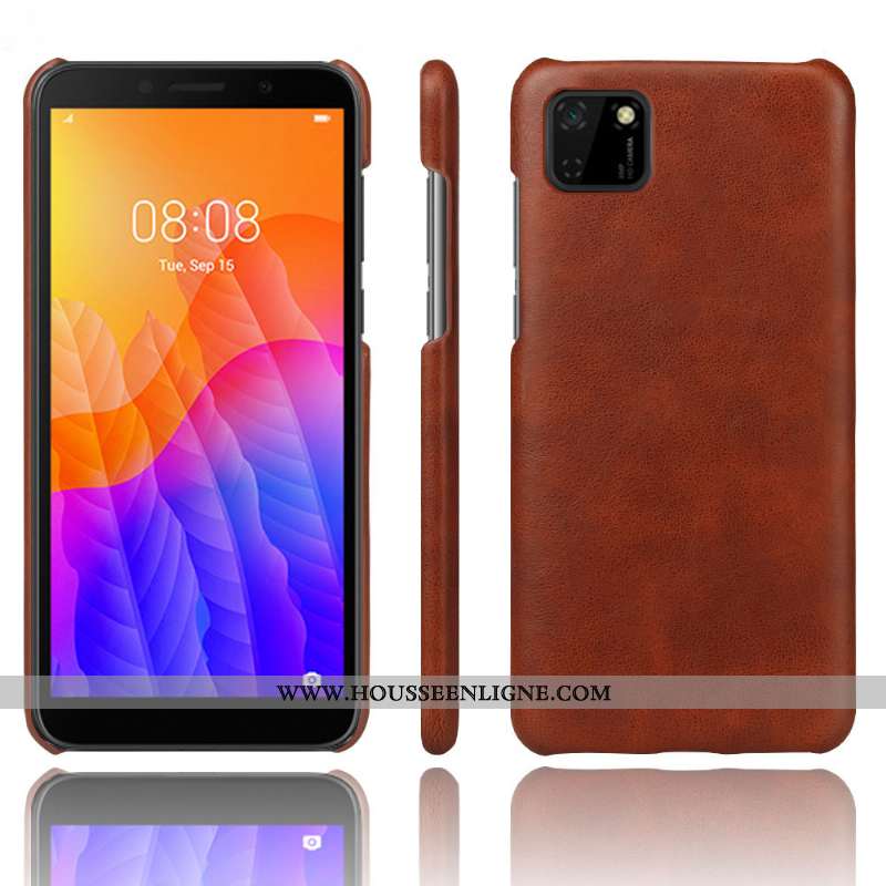 Coque Huawei Y5p Cuir Protection Téléphone Portable Difficile Étui Qualité Marron