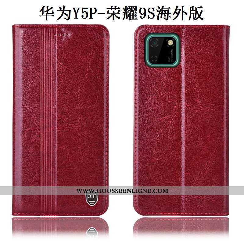 Coque Huawei Y5p Cuir Véritable Protection Housse Téléphone Portable Tout Compris Étui Noir