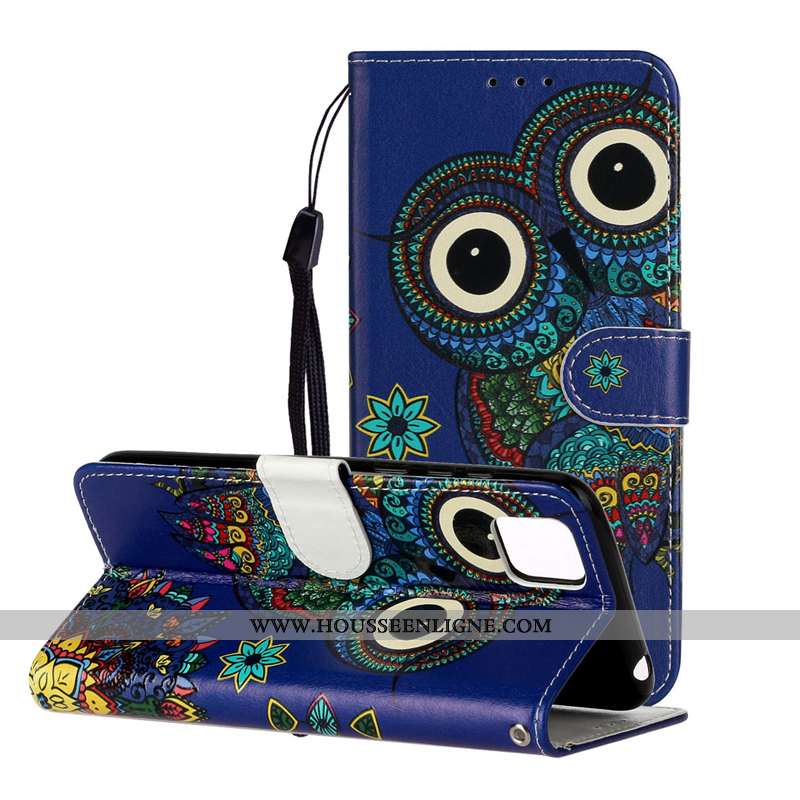 Coque Huawei Y5p Gaufrage Cuir Protection Étui Chat Bleu
