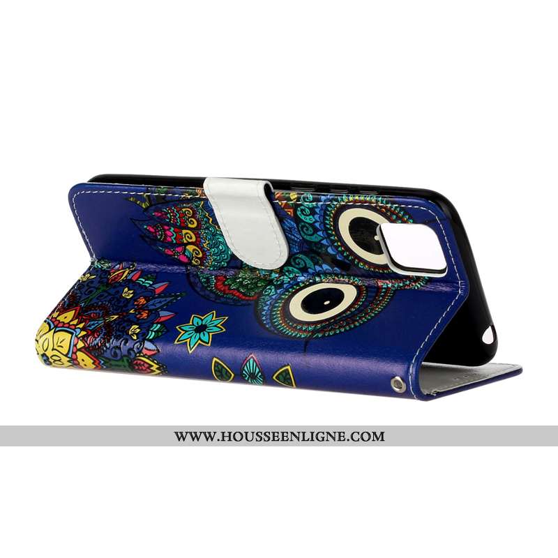 Coque Huawei Y5p Gaufrage Cuir Protection Étui Chat Bleu