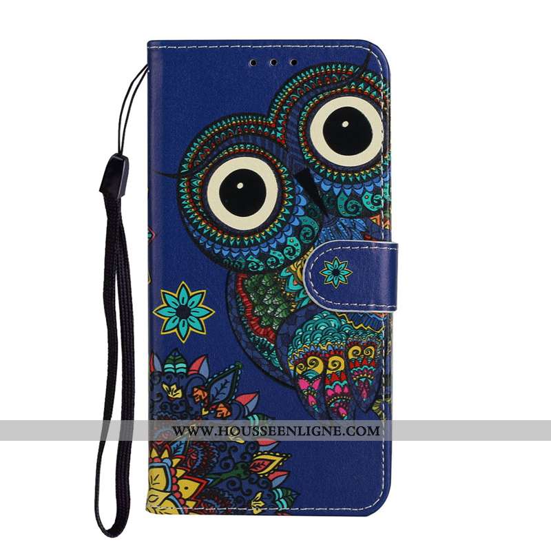 Coque Huawei Y5p Gaufrage Cuir Protection Étui Chat Bleu