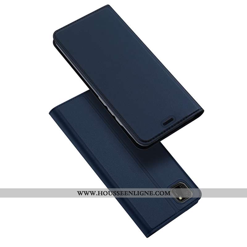 Coque Huawei Y5p Légère Cuir Carte Étui Clamshell Magnétisme Bleu